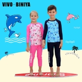 Bộ bơi bé trai dài xanh hình cá, quần dài rời, Vivo Biniya