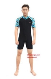 Bộ bơi nam cộc liền đen, tay xanh 605, Blue Ocean