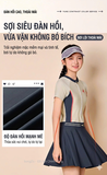 Bộ bơi bé gái cộc tay liền chân váy, Size đại, chống nắng, kháng Clo,3 màu, Yuke