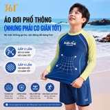 Bộ bơi bé trai dài tay chống nắng UPF 50+ Kháng Clo co giãn dáng quần 2 lớp 361