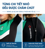 Bộ bơi giữ nhiệt trẻ em cộc tay liền thân xanh đen 12, vải dày 2.5mm, Dive&Sail