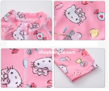 Bộ bơi bé gái cộc liền hồng Kitty, vải cao cấp chống nắng