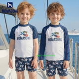 Bộ bơi trẻ em chống nắng UPF 50++ kháng Clo, cộc tay, trắng cá mập, Momasong (Korea)