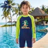 Bộ bơi dài tay liền chống nắng UPF 50++ kháng Clo khung long xanh Momasong (Korea)