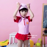 Bộ bơi cộc Hồng thỏ, liền mũ, Nissen