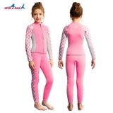 Bộ bơi giữ nhiệt trẻ em dài tay dáng rời màu hồng vải dày 2.5mm Dive& Sail