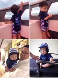 Bộ bơi tím than cộc hình cá voi, kèm mũ che gáy