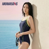 Bộ Bơi Nữ Liền Thân Cao Cấp Thiết Kế Thể Thao Chuyên Nghiệp, Che Bụng Tôn Dáng màu Đen Xanh Momasong