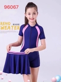 Bộ bơi nữ cộc liền kèm chân váy, than hồng -96067 (kèm lót ngực)