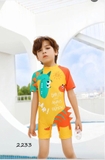 Bộ bơi bé trai cộc liền màu cam, hình khủng long