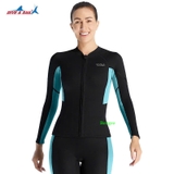 Bộ bơi nữ giữ nhiệt, dài tay, màu đen xanh, vải dày 1.5mm, Dive Sail