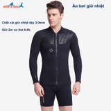 Áo bơi giữ nhiệt dài tay, kéo khoá, màu đen, vải dày 3.0mm Dive & Sail