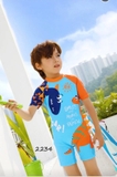 Bộ bơi bé trai cộc liền xanh biển, cam khủng long -2234
