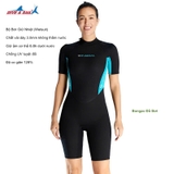 Bộ bơi giữ nhiệt nữ cộc tay, màu xanh đen, vải dày 3.0mm, Dive Sail