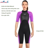 Bộ bơi giữ nhiệt nữ, dáng cộc liền, màu tím đen, vải dày 2.0mm, Dive Sail