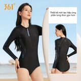 Bộ bơi nữ 361 dài tay liền thân, chống nắng UPF 50+, kháng Clo, màu đen