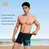 Quần bơi nam 361, dáng thể thao, co giãn, kháng Clo, bơi lội thi đấu tập luyện, màu đen hoạ tiết