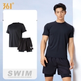 Bộ bơi nam đen, dáng cộc rời, quần 2 lớp, vải cao cấp chống nắng, 361