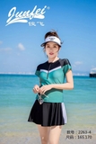 Bộ bơi nữ cộc xanh đen, chân váy rời