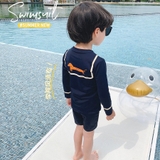 Bộ bơi dài tay màu đen, hình cún cam