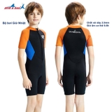 Bộ bơi giữ nhiệt cho bé, cộc tay, màu đen cam, vải dày 2.5mm, Dive Sail