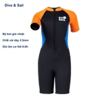 Bộ bơi giữ nhiệt cho bé, cộc tay, màu đen cam, vải dày 2.5mm, Dive Sail