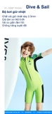 Bộ bơi giữ nhiệt trẻ em, cộc tay, xanh lá, vải dày 2.5mm Dive & Sail