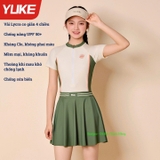Bộ bơi bé gái cộc tay liền chân váy, Size đại, chống nắng, kháng Clo,3 màu, Yuke