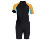 Bộ bơi giữ nhiệt bé gái, màu đen tay vàng, vải giữ nhiệt 2.5mm, Dive & Sail