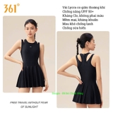 Bộ bơi 361 nữ, mẫu mới dáng liền, thon gọn tôn dáng, màu đen, liền chân váy