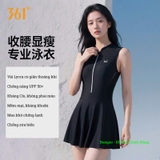 Bộ bơi nữ 361 liền thân váy, tạo dáng thon gọn, che vòng bụng, co giãn, thoáng khí