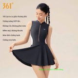 Bộ bơi nữ 361 liền thân váy, tạo dáng thon gọn, che vòng bụng, co giãn, thoáng khí