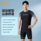 Bộ bơi nam 361 cộc tay, kiểu dáng thời trang, chống nắng UPF 50+, Rowing, màu đen