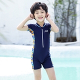 Bộ bơi bé trai cộc liền, xanh than, 2364