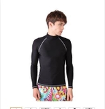 Áo bơi dài nam, đen, chỉ trắng, 702 Sbart
