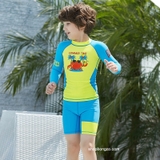 Bộ bơi dài vàng, tay xanh, quần rời cộc Dive Sail