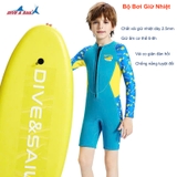 Bộ bơi giữ nhiệt cho bé, xanh dài tay dáng liền, vải dày 2.5mm, Dive & Sail