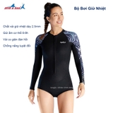 Bộ Đồ Bơi Giữ Nhiệt Nữ 2MM Liền Thân Tay Dài Quần Ngắn – Chống Lạnh, Chống Nắng, Dùng Cho Bơi Biển, Lặn Biển, Lướt Sóng.