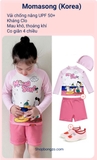 Bộ bơi bé gái chống nắng, màu trắng hồng, vải cao cấp, Momasong (Korea)