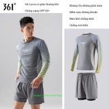 Bộ bơi nam 361, dài tay chống nắng UPF 50+, thoáng khí mau khô, Training, màu xám