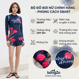 Bộ bơi nữ dài tay Chống Nắng UPF50+ Kháng Clo co giãn cao cấp dáng rời SBART
