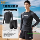 Bộ bơi nam 361, dài tay chống nắng UPF 50+, kháng Clo, Racing, màu xám