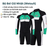 Bộ bơi giữ nhiệt cho bé dài tay dáng rời màu đen xanh 12 vải dày 2.5mm Dive& Sail