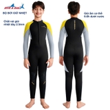 Bộ bơi giữ nhiệt dài liền, đen vàng, vải giữ nhiệt dày 2.5mm, Dive & Sail