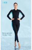Bộ bơi nữ giữ nhiệt, dài tay, màu đen xanh, vải dày 1.5mm, Dive Sail