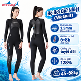 Bộ bơi Giữ Nhiệt nữ cao cấp vải dày 1.5mm dáng liền màu đen Dive Sail WS-19491