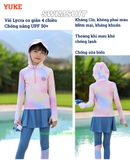 Bộ bơi bé gái dài tay chống nắng UPF 50+, kháng Clo, hồng xanh, mẫu mới kèm mũ Yuke