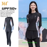 Bộ bơi nữ 361, dài tay, chống nắng UPF 50+, giúp dáng thon gọn, hàng cao cấp