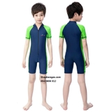 Bộ bơi cộc liền Xanh than/ tay xanh lá Blue Ocen LS207