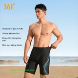 Quần bơi nam 361, dáng lửng, co giãn, kháng Clo, bơi lội thi đấu tập luyện, đen xanh